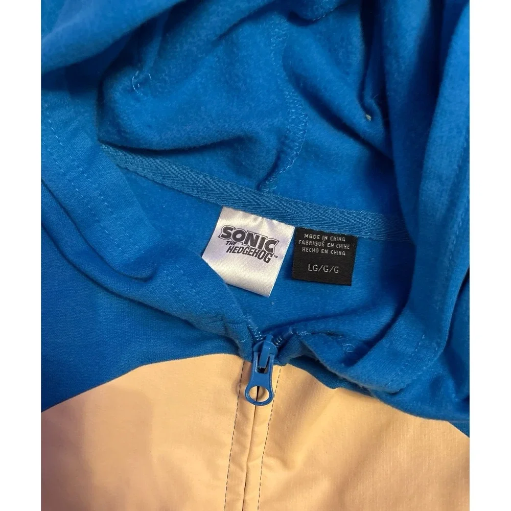 NEW Sonic the‎ Hedgehog Kids Spiked Hood Character Zip Up Hoodie, Large